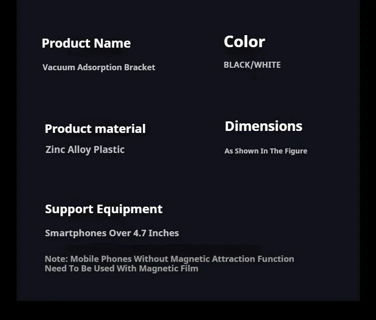 Car Phone Holder Suction Cup Vacuum Magnetic Phone Stand 360° rotatable and Foldable Suction Cup