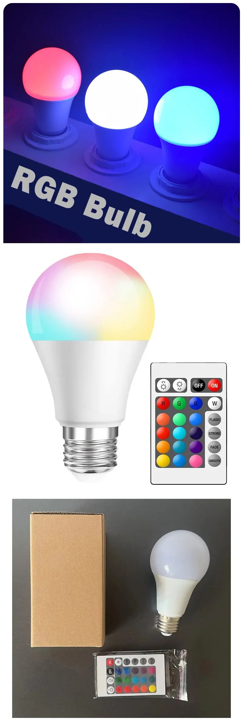 16 Colors RGB Bulb LED Multicolor Bulb E27 220V Household Lighting