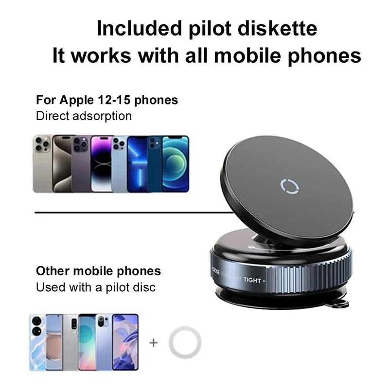 Car Phone Holder Suction Cup Vacuum Magnetic Phone Stand 360° rotatable and Foldable Suction Cup