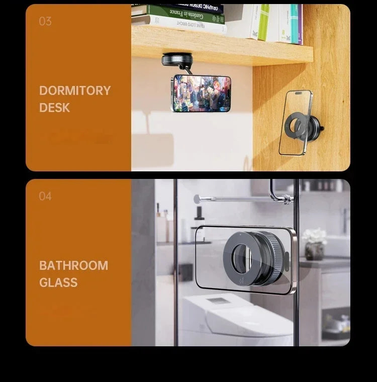 Car Phone Holder Suction Cup Vacuum Magnetic Phone Stand 360° rotatable and Foldable Suction Cup