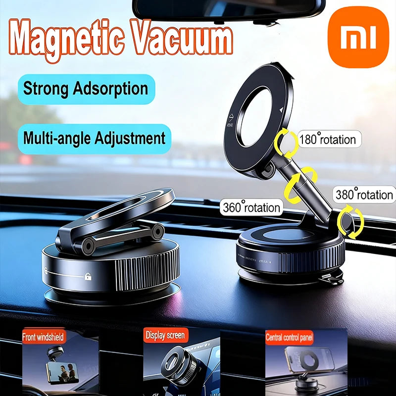Car Phone Holder Suction Cup Vacuum Magnetic Phone Stand 360° rotatable and Foldable Suction Cup
