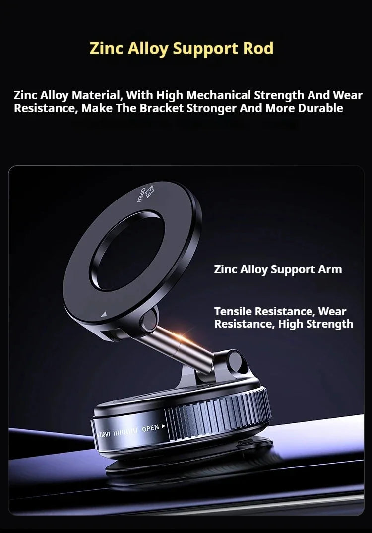 Car Phone Holder Suction Cup Vacuum Magnetic Phone Stand 360° rotatable and Foldable Suction Cup